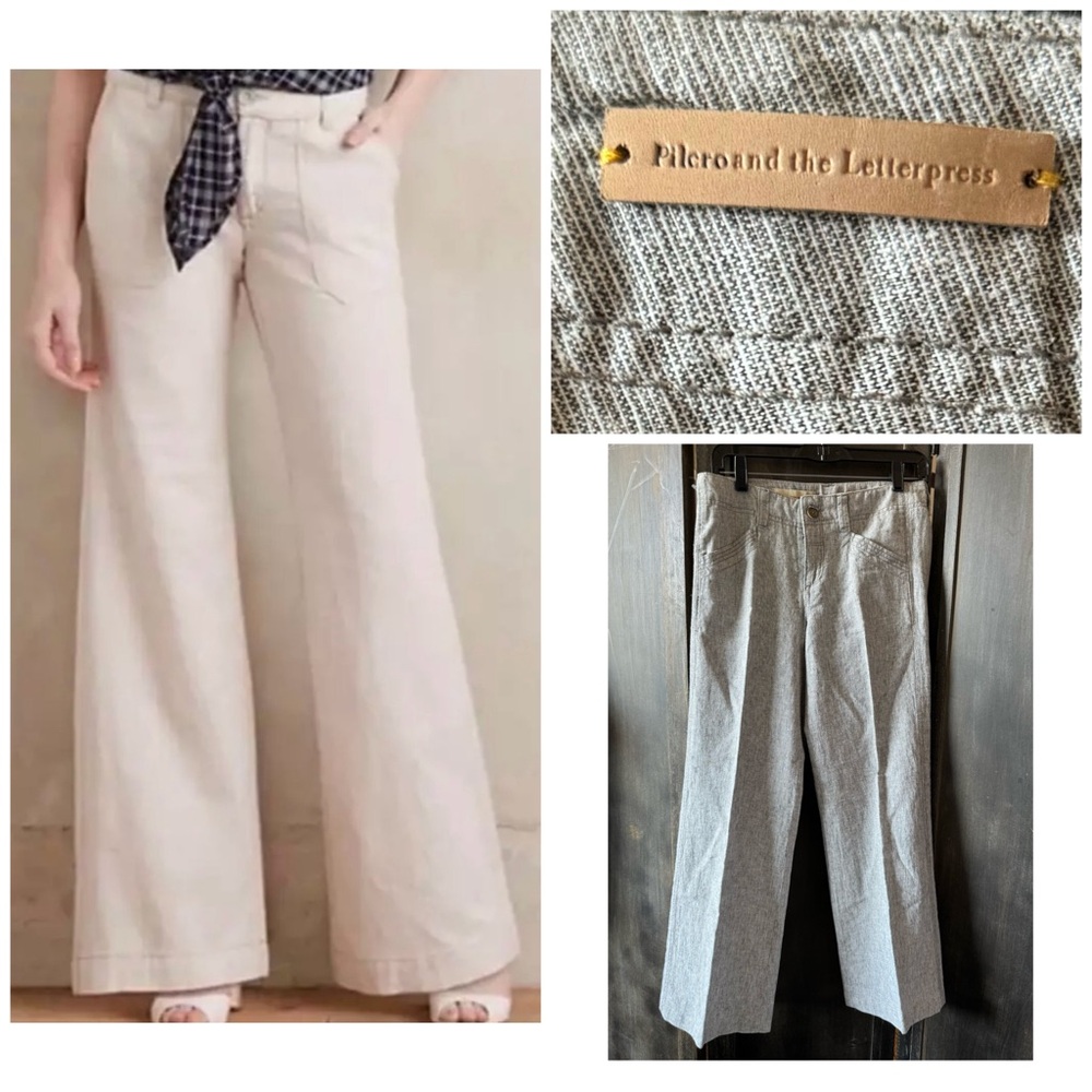 Anthropologie Pilcro  No. 02 Linen Blend Trouser Wide Leg‎ Pants